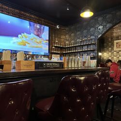 Copper Club - A view of the right side of the bar, with the large flat screen.