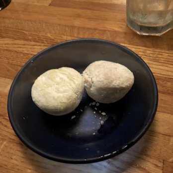 Robata Grill & Sushi - Dessert, Macha and Coffee Mochi, ask them to cut it in 4 pieces each, it's hard to cut with the spoon. - Japanese Near Me - Mill Valley, California