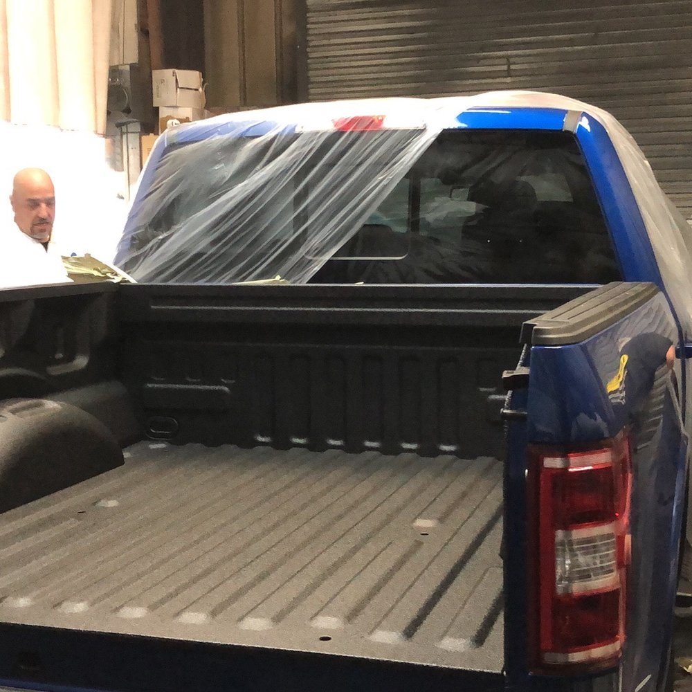 LINE-X Kustoms and Accessories - Thorough protective cover after spray-on bed LINE-X process. - Auto Parts & Supplies Near Me - Pittsburg, California