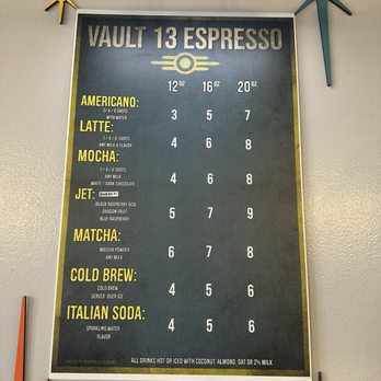 Vault 13 Espresso - Drinks available - Coffee & Tea Near Me - Beaverton, Oregon