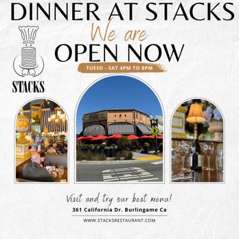 Stacks - Dinner Flyer - Breakfast & Brunch Near Me - Burlingame, California Stacks - Dinner Flyer - Breakfast & Brunch Near Me - Burlingame, California