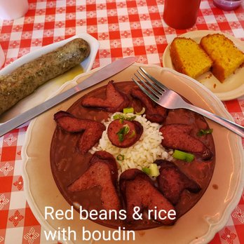 Ma Harper's Creole Kitchen - Red beans & rice with sausage and a boudin link on the side - Cajun/Creole Near Me - San Antonio, Texas Ma Harper's Creole Kitchen - Red beans & rice with sausage and a boudin link on the side - Cajun/Creole Near Me - San Antonio, Texas