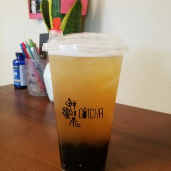 Gotcha Tea House - Honey lemon green tea with boba - Tea Rooms Near Me - Rosemead, California