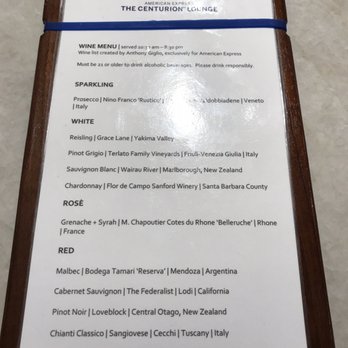 American Express Centurion Lounge - Wine list 1/7/2018 - Airport Lounges Near Me - Houston, Texas American Express Centurion Lounge - Wine list 1/7/2018 - Airport Lounges Near Me - Houston, Texas