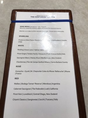 Menu photo 8 American Express Centurion Lounge Houston, TX