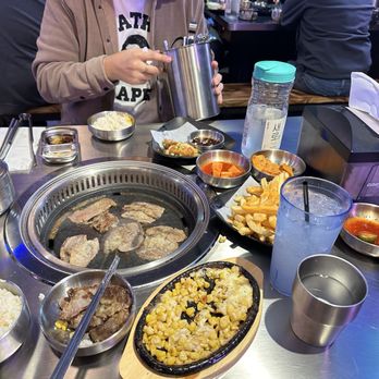 Do Si Korean BBQ - Corn cheese, beef belly, garlic fries, sides - Korean Near Me - Seattle, Washington