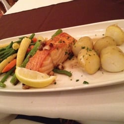 Dettori's at the Cresta Court - Salmon with new potatoes and a "panache" of vegetables.