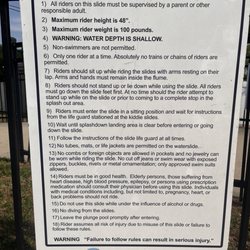 Crystal Springs Family Waterpark - Kiddie slide rules