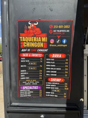 Menu photo 1 Taqueria Mi Chingon Riverside , CA