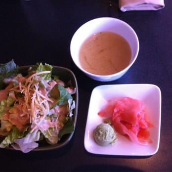 Ahoyama Restaurant - Miso soup and salad appetizer - Sushi Bars Near Me - Hurst, Texas