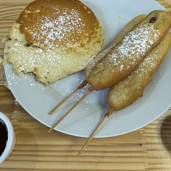 Sweet Oaks Bakery And Bistro - Sausage in pancake batter - Breakfast & Brunch Near Me - Collins, Iowa Sweet Oaks Bakery And Bistro - Sausage in pancake batter - Breakfast & Brunch Near Me - Collins, Iowa