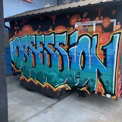 Ob5e55ion Coffee - Our sick graffiti drive thru stand