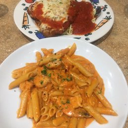 Penne alla Vodka w/ Shrimp & Eggplant Parmesan Penne alla Vodka w/ Shrimp & Eggplant Parmesan