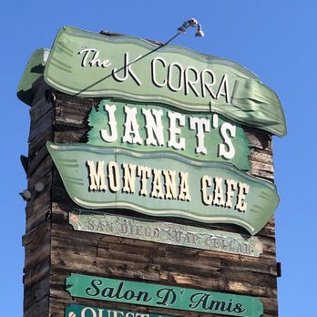Janet's Montana Cafe - Outdoor sign - American Near Me - Alpine, California Janet's Montana Cafe - Outdoor sign - American Near Me - Alpine, California