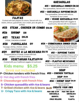 Menu photo 1 Mi Ranchito Mexican Restaurant Carrabelle, FL