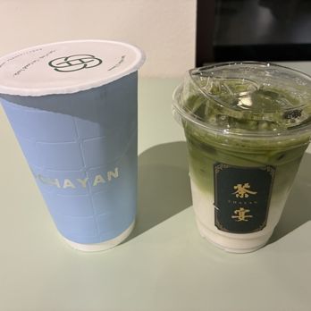 Chayan - Pre-Qingming Longjing Milk Tea ($6.29) & Matcha Pre-Qingming Longjing Latte ($5.99) - Bubble Tea Near Me - Rowland Heights, California