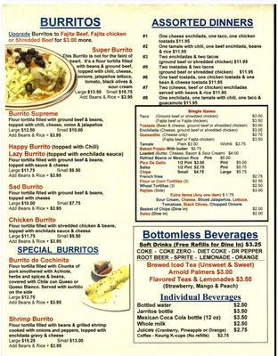 Menu photo 2 La Casa Mexican Restaurant Cut Off LA, LA