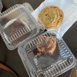 Brownie, cinnamon roll & chocolate chip cookie