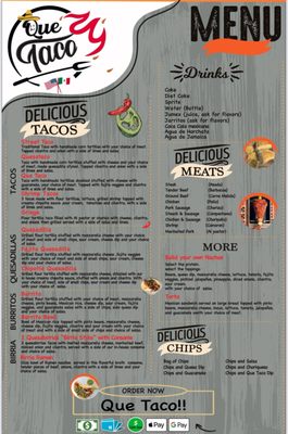 Menu photo 1 Que Taco Lexington, KY