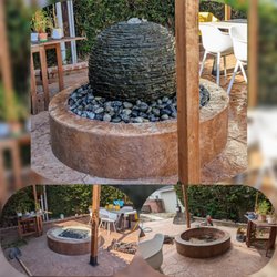South Bay Lawn Care and Landscaping - our customer was tired of their fire pit and asked us for some ideas and we landed on this beautiful medium Sphere water feature.