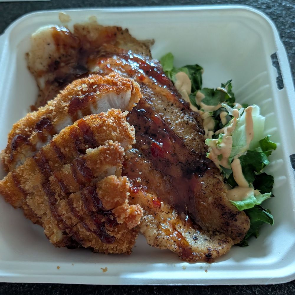 Paradise Bento and Sushi - Pork chops and cat fish plate $13.99 - Sushi Bars Near Me - Honolulu, Hawaii