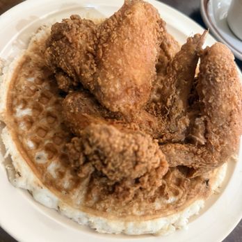 Chef Paul's Cafe - Chicken & Waffle. Waffle has vanilla & cinnamon in the batter. - Soul Food Near Me - Fresno, California Chef Paul's Cafe - Chicken & Waffle. Waffle has vanilla & cinnamon in the batter. - Soul Food Near Me - Fresno, California