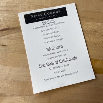 Briar Common Brewery + Eatery - Happy hour menu - New American Near Me - Denver, Colorado