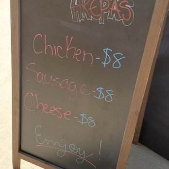 Mary's Arepas - a chalk board with chalk writing - Colombian Near Me - Columbia, South Carolina