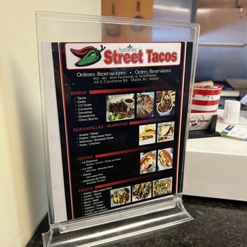 Street Tacos - a menu displayed on a counter - Food Trucks Near Me - Olathe, Kansas