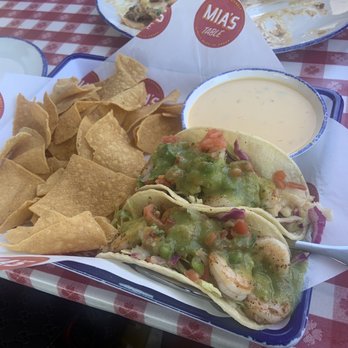 Mia's Table - Shrimp Tacos with Chips and Queso - American Near Me - Katy, Texas Mia's Table - Shrimp Tacos with Chips and Queso - American Near Me - Katy, Texas