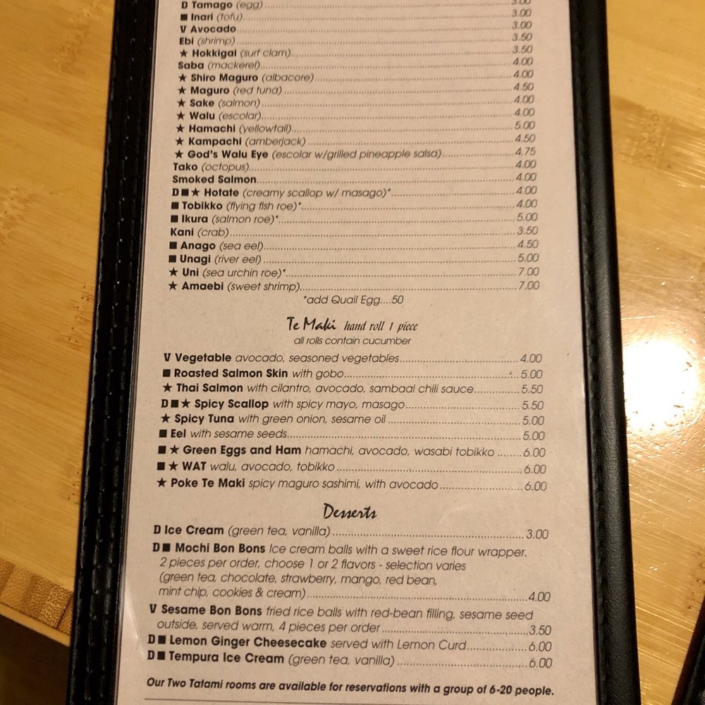Sushi Okalani - Menu 4 of 8 - September 2019 - VN - Sushi Bars Near Me - Hood River, Oregon