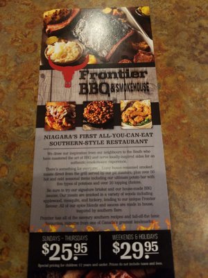 Menu photo 2 Frontier BBQ & Smokehouse Niagara Falls, ON Menu photo 2 Frontier BBQ & Smokehouse Niagara Falls, ON