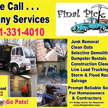 Final Pick Contracting - Junk Removal & Hauling Near Me - Quincy, Massachusetts Final Pick Contracting - Junk Removal & Hauling Near Me - Quincy, Massachusetts