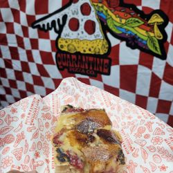 A vanilla custard/strawberry puree Creme Brule style sour dough.