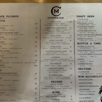 Chico Malo - Cocktail menu - Mexican Near Me - Phoenix, Arizona