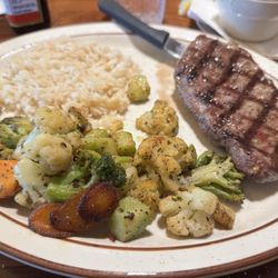 The Branding Iron Café & Steakhouse - New York Steak and rice