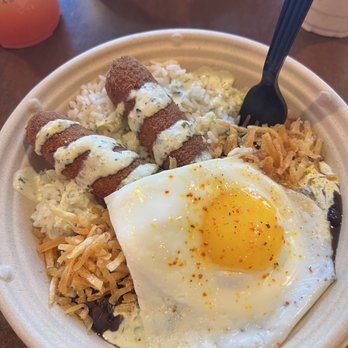 Dos Croquetas - Rice Bowl with Ham Croquetas and an added fried egg - Bakeries Near Me - Miami, Florida