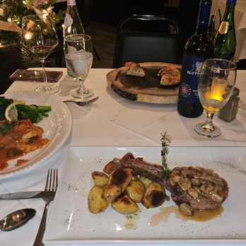 Noi Due Trattoria - Veal prime steak with Olive oil glaze potatoes. My Wife had a fresh caught Branzino. Delicious - Italian Near Me - Agoura Hills, California Noi Due Trattoria - Veal prime steak with Olive oil glaze potatoes. My Wife had a fresh caught Branzino. Delicious - Italian Near Me - Agoura Hills, California
