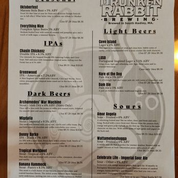 Drunken Rabbit Brewing - Beer list 11/2024 - Brewpubs Near Me - South Hadley, Massachusetts