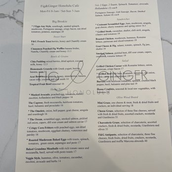Fig & Ginger - menu - Breakfast & Brunch Near Me - Honolulu, Hawaii Fig & Ginger - menu - Breakfast & Brunch Near Me - Honolulu, Hawaii
