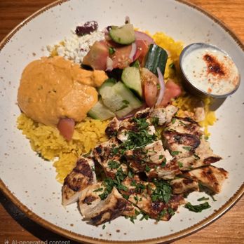 Lazy Dog Restaurant & Bar - Mediterranean Chicken Bowl on Fireside lunch special menu - New American Near Me - Boca Raton, Florida Lazy Dog Restaurant & Bar - Mediterranean Chicken Bowl on Fireside lunch special menu - New American Near Me - Boca Raton, Florida