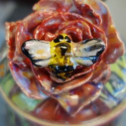 Salish Sea Ceramic Studio - A lovely bee and rose jar