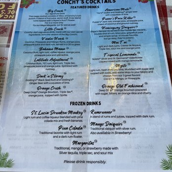 Conchy Joe's - Drink menu - Seafood Near Me - Jensen Beach, Florida Conchy Joe's - Drink menu - Seafood Near Me - Jensen Beach, Florida