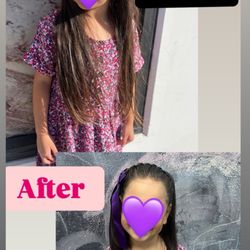 Before and after her cut