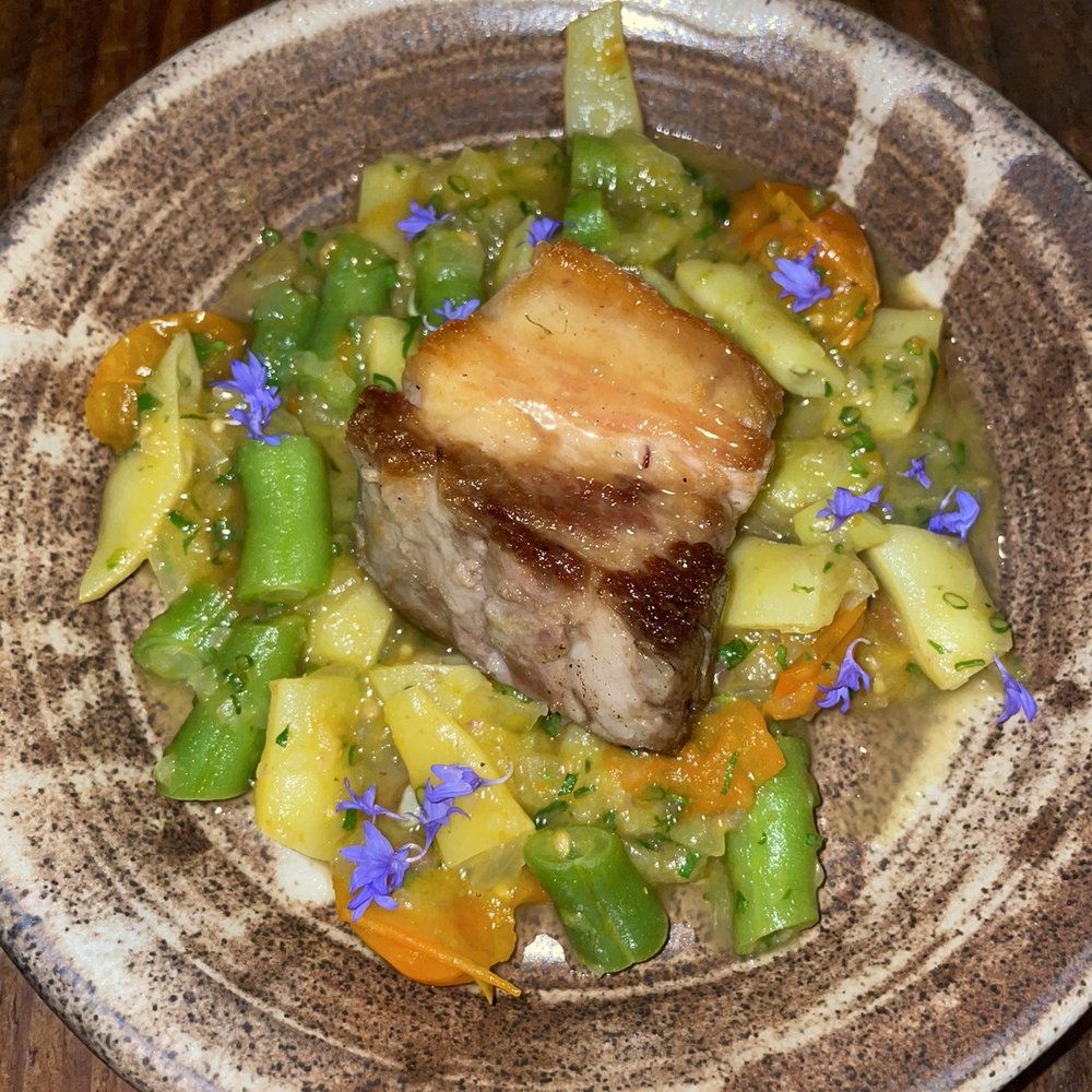 Foraged. A Hyper Seasonal Eatery - The BEST pork belly I've ever ate in my life. It reminded me of an amazing beef stew consistency. - New American Near Me - Baltimore, Maryland