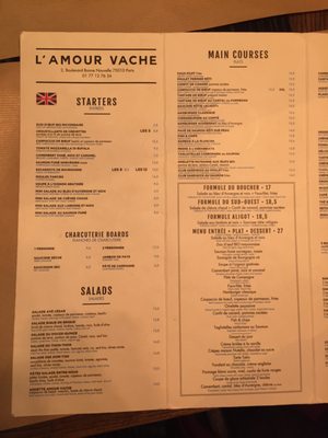 Menu photo 8 L'Amour Vache Paris, 75 Menu photo 8 L'Amour Vache Paris, 75