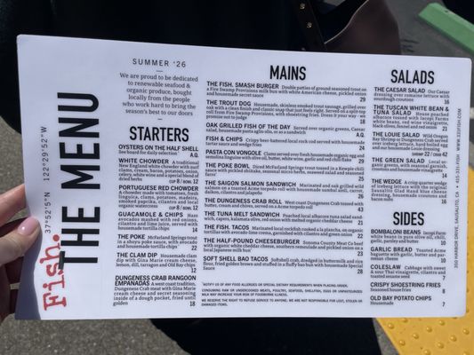 Menu photo 2 Fish Sausalito, CA