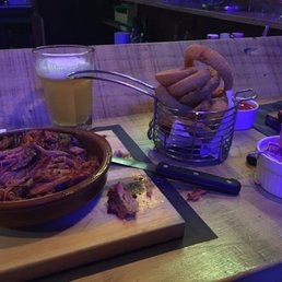The pulled pork with some onion rings, delicious!! The pulled pork with some onion rings, delicious!!