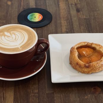 Sleepwalker Coffee - Hot Strawberry Latte with an apricot danish - PERFECT! - Coffee & Tea Near Me - Englewood, New Jersey
