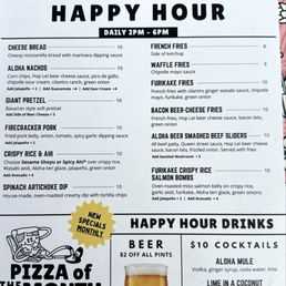 Happy hour menu.